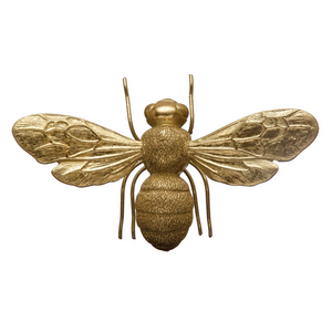 Resin Bee For Shelf or Wall - Gold Finish 9-in