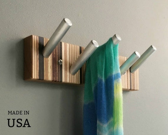 Scarf Rack, Wall Mount Scarf or Womens or Mens Tie Hanger in Striped Wood by andrewsreclaimed