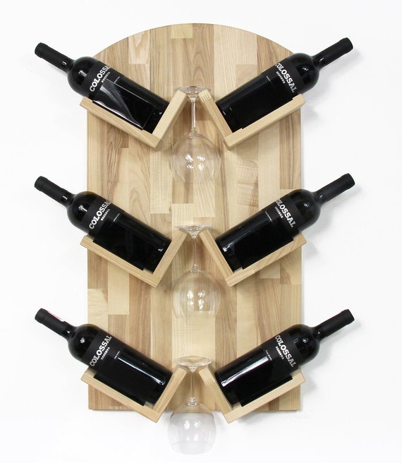 Wine storage Rustic wine rack Wood wine rack Wall wine rack Wine lover gift by PromiDesign