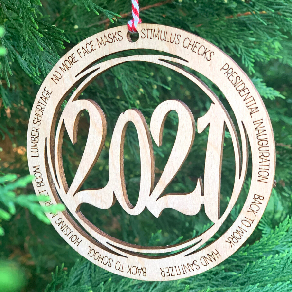 2021 Wood Cut-Out Commemorative Holiday Ornament - 3-1/2-in