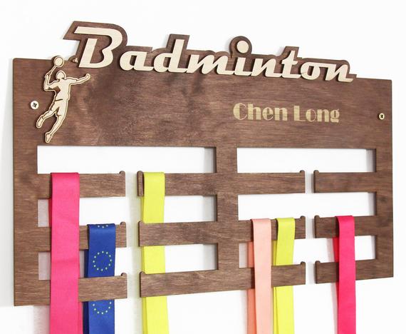 Badminton medal hanger Medal display Personalized medal hanger Medal holder by PromiDesign