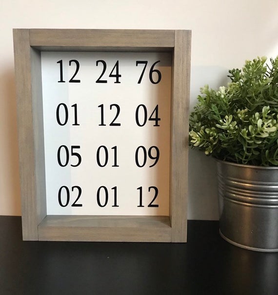 Dates Sign, Wooden Framed Number Sign, Birthday Sign, Anniversary Sign, Collage Sign by DesignerDog173