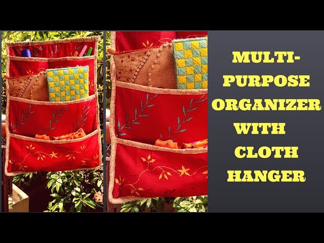 DIY tutorial for Multipurpose Organizer with Cloth Hanger.