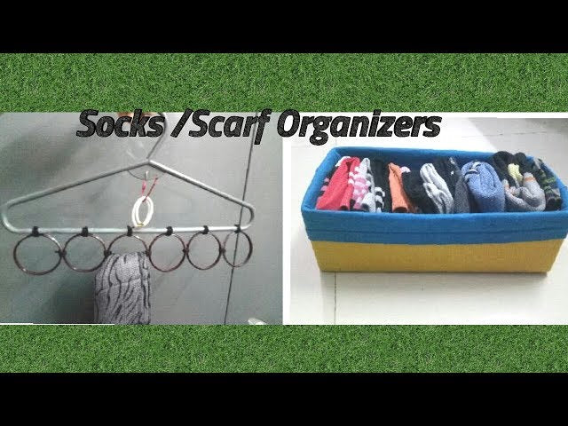 ayshascreations #socks organiser #Hanger Organizer Hanger organiser materials required Hanger bangles thread box organizer materials required carton box ...