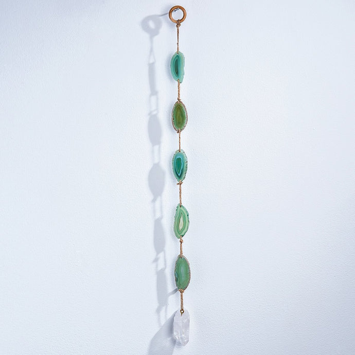 Green Agate With Quartz Suncatcher Wall Hanging - 24-in