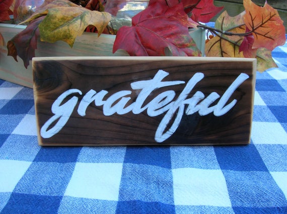 SALE - Grateful Wood Sign - Rustic Wood-burned Sign - Shelf Decoration - Family Room, Kitchen, Gallery Wall by IrishDayFair