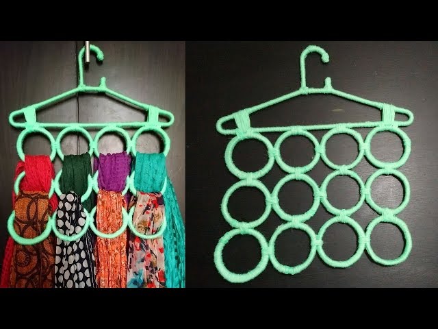 bestoutofwaste #recycledartsandcrafts #diyorganizer How To Make A Scarf Hanger | DIY Hanger Wardrobe Organizer | DIY Scarf Hanger | DIY Scarf Holder ...