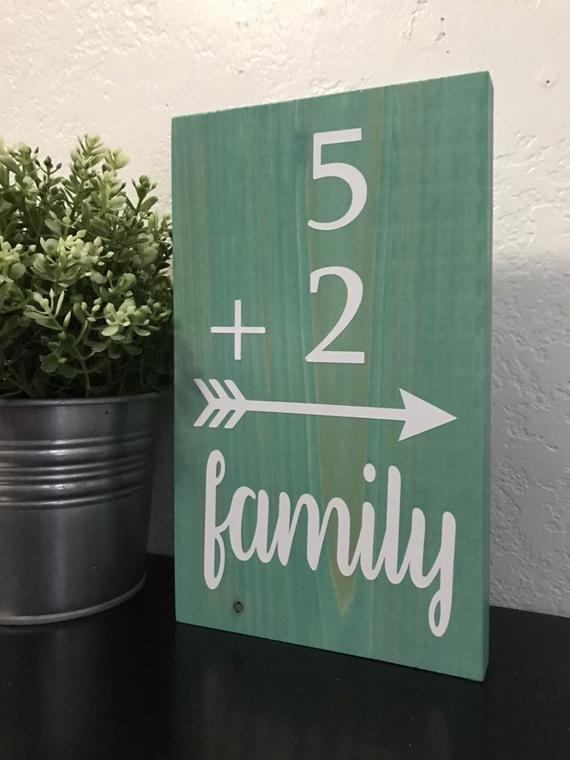 Family Equation Sign, Wooden Sign, Collage Sign, Valentines Day Gift, Family Number Sign, Family Number Sign, Arrow Sign by DesignerDog173