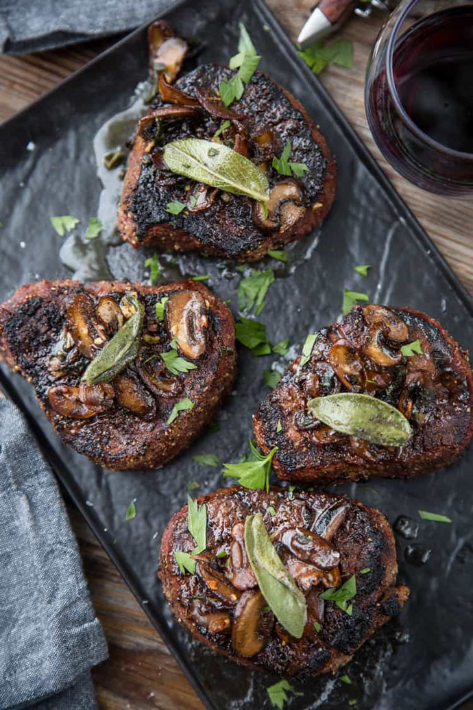 Grilled Filet Mignon with Mushroom Brown Butter Sauce is a fantastic steak recipe for a special occasion or holiday meal