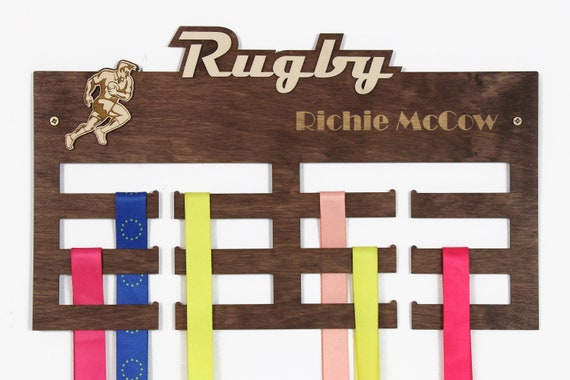 Rugby Medal hangers Personalized medal hanger Medal display Rugby gifts by PromiDesign