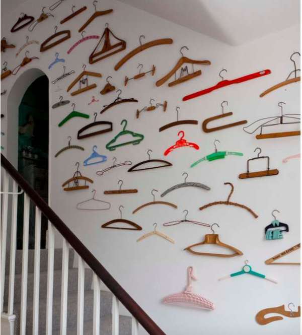 Unexpected way to use a clothing hanger collection as a decorating element and more!