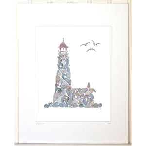 Lighthouse - Heart Shaped Beach Rocks Print
