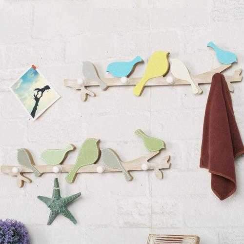 1PC European Retro Style Hanger Organizer DIY Simple Green Bird Wooden Tool Hook Wood Coat Retro Style Hanger Organizer Wall Mounts