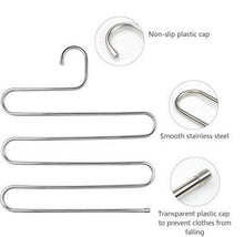 Idea2go (3 Pack) Stainless Steel Hanger, beegod S-Shape S-Type 5 Layers Multi-Purpose Hangers Storage Rack for Clothes Pants Jeans Scarf Tie
