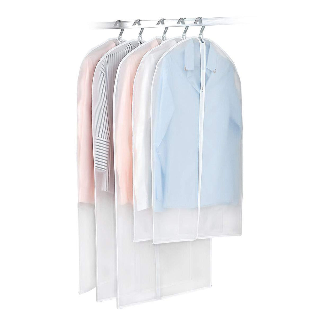 Products monojoy garment bags for storage moth proof hanging clear clothes organizer with zipper dust covers closet translucent wardrobe suit coat peva thicken 5 pack 3medium 2small