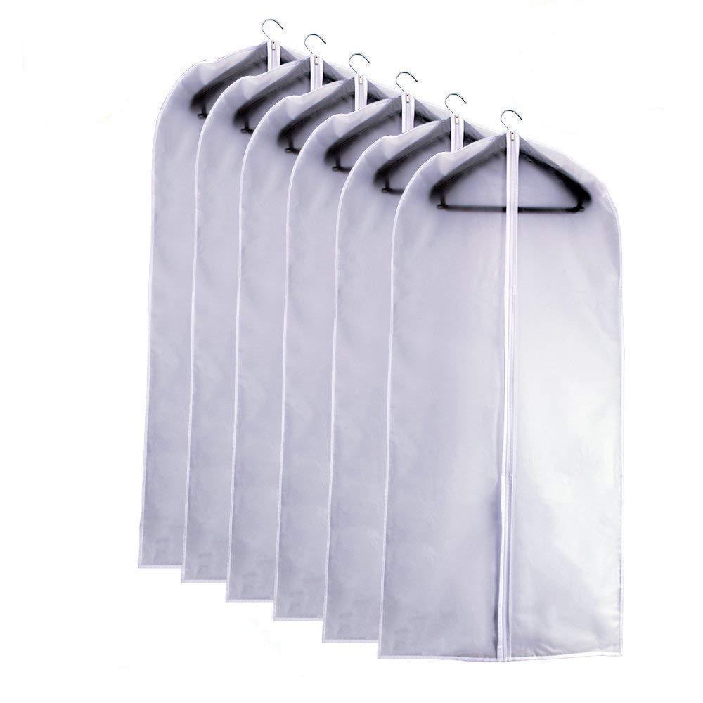 Discover the best garment bag clear plastic breathable moth proof garment bags cover for long winter coats wedding dress suit dance clothes closet pack of 6 24 x 55