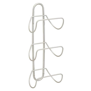 Organize with mdesign modern decorative metal 3 level wall mount towel rack holder and organizer for storage of bathroom towels washcloths hand towels 2 pack satin