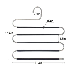 STAR-FLY Pants Hangers Non Slip Updated S-Shaped 5 Layers Hangers Closet Space Saver for Jeans Scarf Tie Clothes(6-Pack)