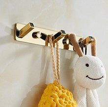 kaileyouxiangongsi Golden Bathroom Towel Rail/Rack with 3 Hooks Wall Mount Brass Polished Chrome