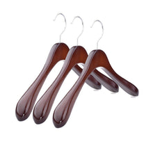 Storage superior gugertree wooden wide shoulder coat hanger women clothing hangers with polished chrome hook attractive walnut finish 3 pack
