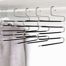 ziidoo New S-Type Pants Hangers Stainless Steel Closet Hangers Upgrade Non-Slip Design Hangers Closet Space Saver for Jeans Trousers Scarf Tie（6 Piece）