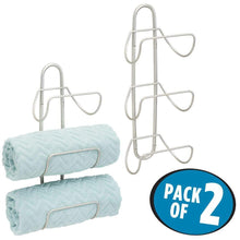 Results mdesign modern decorative metal 3 level wall mount towel rack holder and organizer for storage of bathroom towels washcloths hand towels 2 pack satin