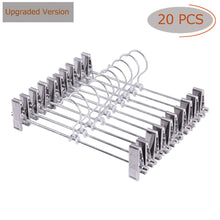 [Upgraded Version] Pants Hanger, 20pcs Stainless Steel Trouser Hangers with Clips 360 Degree Swivel Hook Space Saving Metal Hangers for Skirts, Pants, Slacks, Jeans, and More
