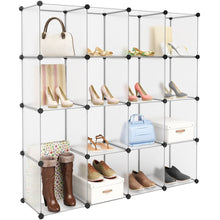 Products langria 16 cube modular clothes shelving storage organizer diy plastic shoe rack cabinet translucent white
