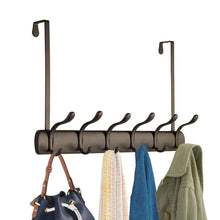 Amazon mdesign decorative over door long easy reach 12 hook metal storage organizer rack to hang jackets coats hoodies clothing hats scarves purses leashes bath towels robes 2 pack bronze
