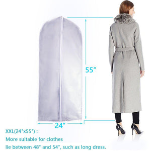Heavy duty garment bag clear plastic breathable moth proof garment bags cover for long winter coats wedding dress suit dance clothes closet pack of 6 24 x 55