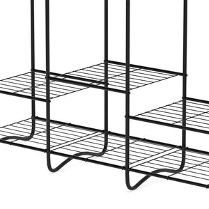 Buy now langria large free standing closet garment rack made of sturdy iron with spacious storage space 8 shelves clothes hanging rods heavy duty clothes organizer for bedroom entryway black
