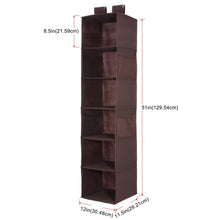 Great magicfly hanging closet organizer with 4 side pockets 6 shelf collapsible closet hanging shelf for sweater handbag storage easy mount hanging clothes storage box brown