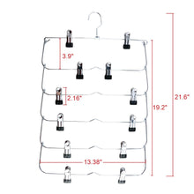 Homend 6 Tier Skirt Hangers Foldable Pants Hangers Closet Organizer Stainless Steel Fold up Space Saving Hangers (5 Pack)