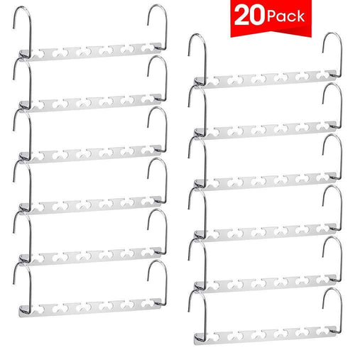 Selection meetu space saving hangers wonder multifunctional clothes hangers stainless steel 6x2 slots magic hanger cascading hanger updated hook design closet organizer hanger pack of 20