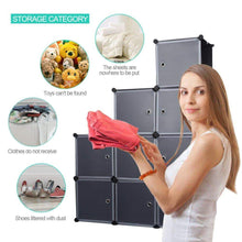 Great robolife 12 cubes organizer diy closet organizer shelving storage cabinet transparent door wardrobe for clothes shoes toys
