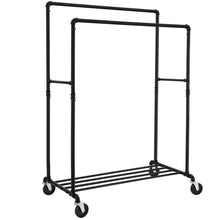 Best songmics industrial pipe double rail wheels with commercial grade clothing hanging rack organizer for garment storage display black uhsr60b