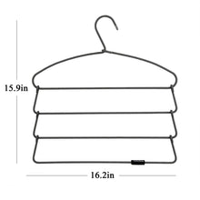 BESTOOL Hangers - Heavy Duty Pant Hangers - Non Slip Space Saving Trouser Hanger Wire Stainless Steel Flocked Hangers for Men Women and Kids Clothes - 4 Tier Laundry Closet Hanger (6 Pack)