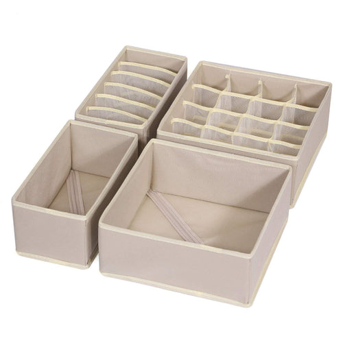 Storage organizer tenabort foldable drawer organizer dividers cloth storage box closet dresser organizer cube fabric containers basket bins for underwear bras socks panties lingeries nursery baby clothes beige 4 pack