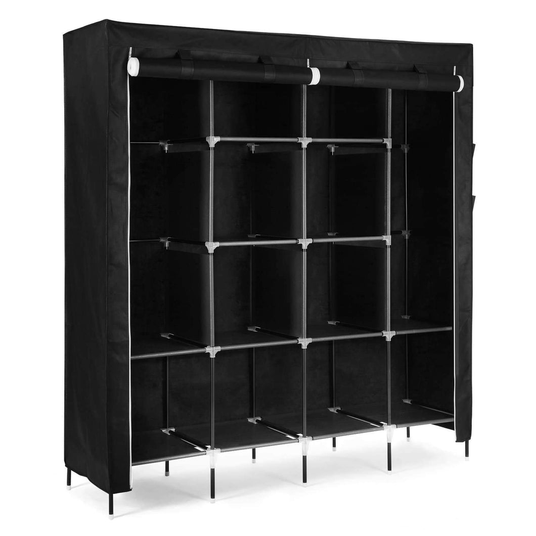 Order now songmics 67 inch wardrobe armoire closet clothes storage rack 12 shelves 4 side pockets quick and easy to assemble black uryg44h