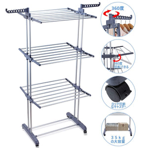 Budget friendly voilamart clothes drying rack 3 tier with wheels foldable clothes garment dryer compact storage heavy duty stainless steel hanger laundry indoor outdoor airer