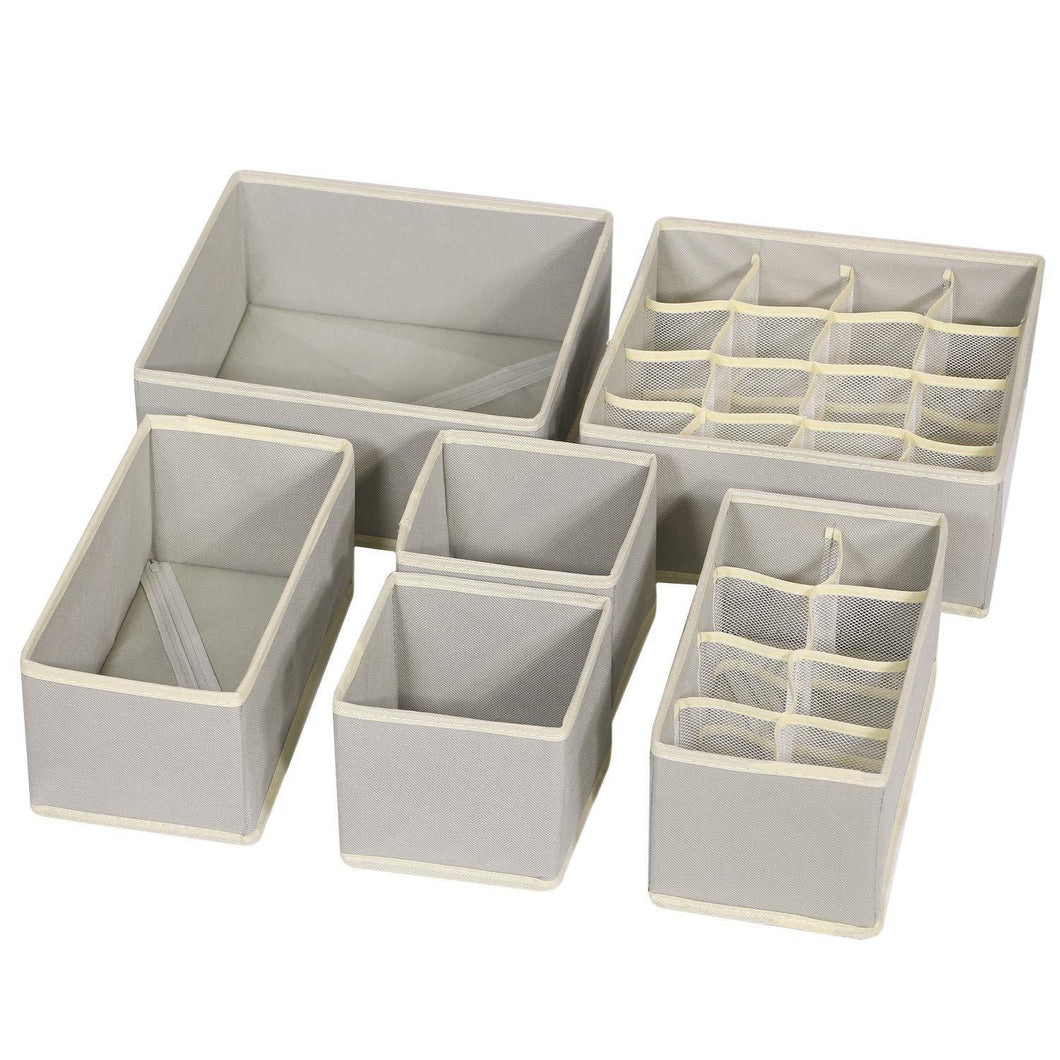 Shop here tenabort 6 pack foldable drawer organizer dividers cloth storage box closet dresser organizer cube fabric containers basket bins for underwear bras socks panties lingeries nursery baby clothes gray