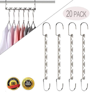 Purchase magicool 20 pack metal wonder magic cascading hanger space saving hangers closet organizers suit for shirt pant clothes hangers space saving