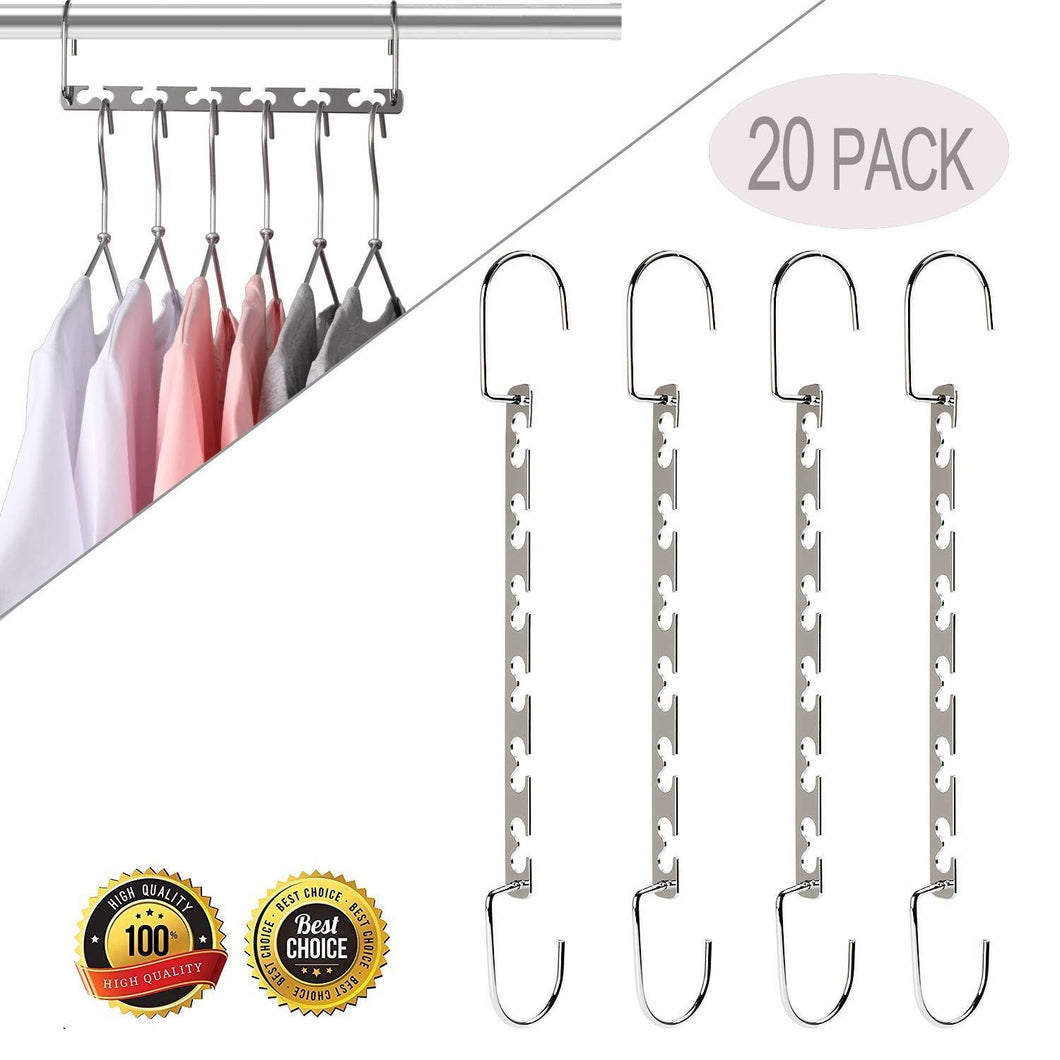 Purchase magicool 20 pack metal wonder magic cascading hanger space saving hangers closet organizers suit for shirt pant clothes hangers space saving
