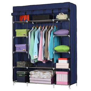 Amazon halffle closet storage organizer 5 layer 12 compartment non woven fabric wardrobe portable clothes closet shelves with metal shelves and dustproof non woven fabric cover us stock navy blue