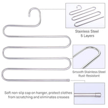 8 Pack Multi Pants Hangers Rack for Closet Organization,STAR-FLY Stainless Steel S-shape 5 Layer Clothes Hangers for Space Saving Storage