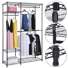 Budget s afstar safstar heavy duty clothing garment rack wire shelving closet clothes stand rack double rod wardrobe metal storage rack freestanding cloth armoire organizer 1 pack