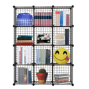 Discover genenic 12 cube closet organizer garage storage racks sets shelf cabinet wire grids panels and units for books plants toys shoes clothes stainless steel black