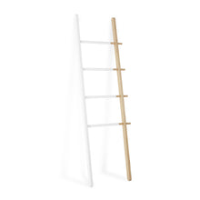 The best umbra hub ladder adjustable clothing rack for bedroom or freestanding towel rack for bathroom expands from 16 to 24 inches with 4 notched hooks white natural
