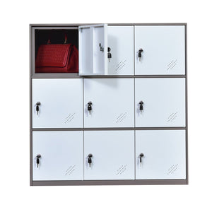 Latest 9 door metal locker office cabinet locker living room and school locker organizer home locker organizer storage for kids bedroom and office storage cabinet with doors and lock for cloth white