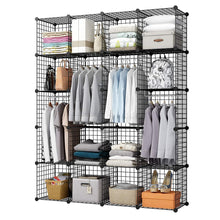 Selection kousi wire storage cubes modular metal cubbies organizer customizable metal rack cloths closet cubes storage shelves multifuncation shelving unit 8 cubes 4 hanging sections